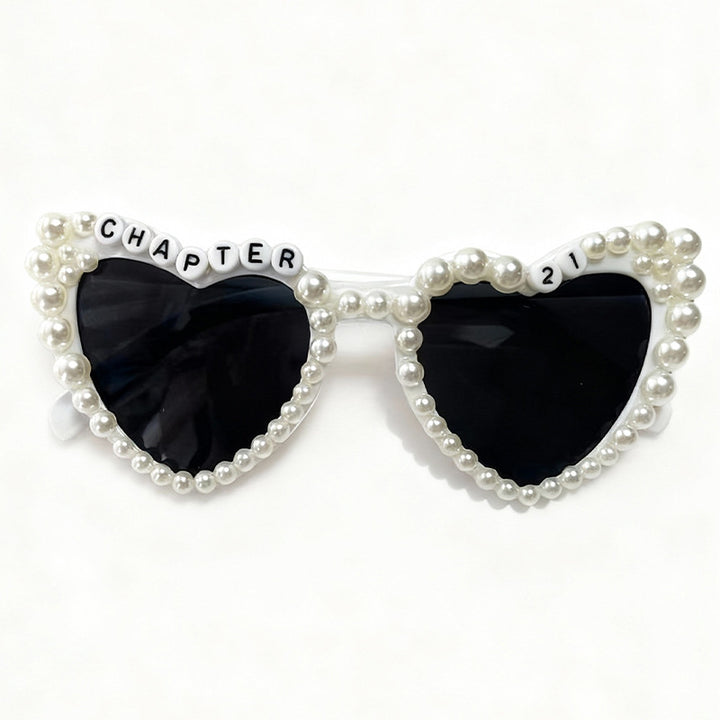 Pearl-Accented Heart-Shaped Sunglasses Kalsten