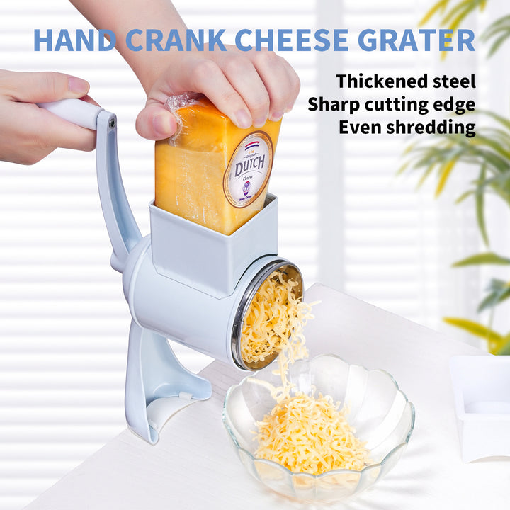 Manual Rotary Nut Grinder with Dual Stainless-Steel Drum Blades and Clamp