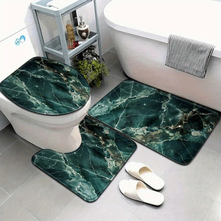 Artistic Marble Print Bath Mat Set Kalsten
