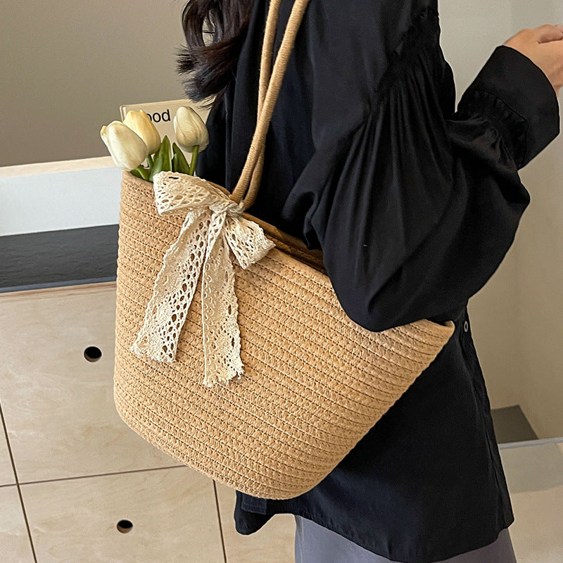 Handcrafted Decorative Straw Tote Bag