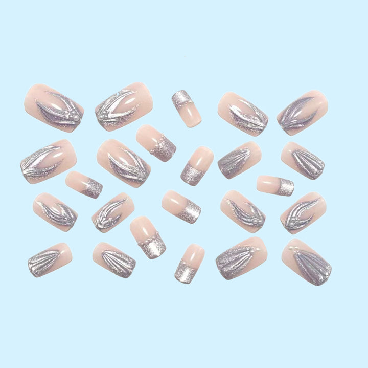 Artificial nails with elegant glitter and wave design Kalsten
