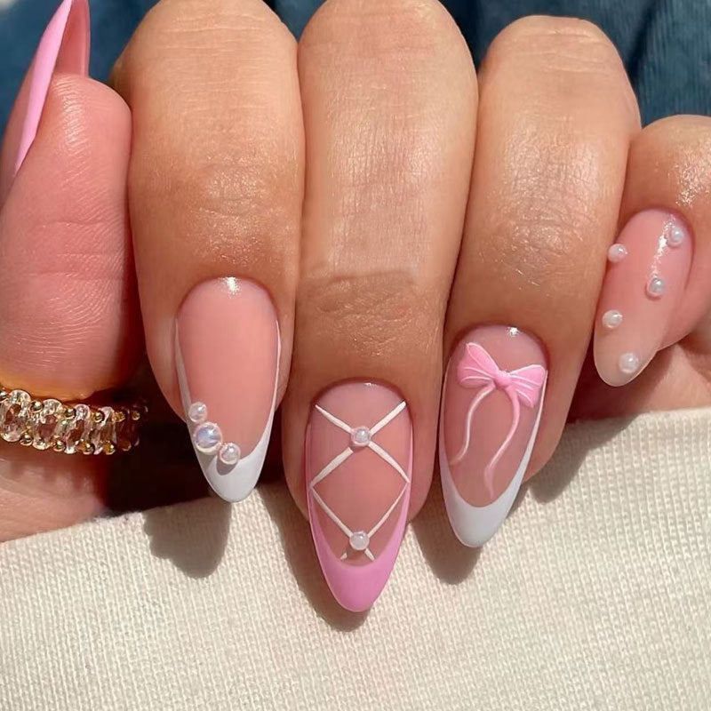 Elegant Bow-Detail Press-On Nails
