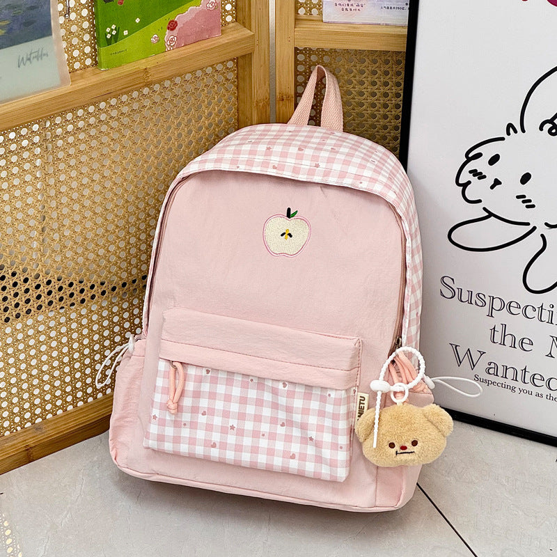 Playful Gingham Patterned Backpack Kalsten