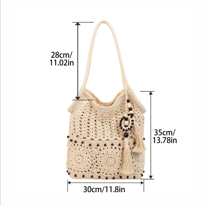 Macrame Drawstring Bag with Playful Tassels and Furniture Structure Kalsten