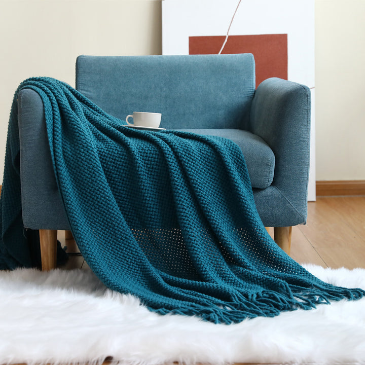 Cozy Waffle Knit Throw Blanket Kalsten