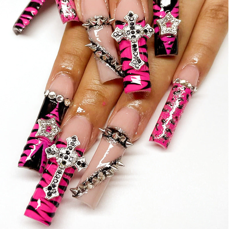 Creative nail art set with eye-catching zebra and glitter pattern Kalsten