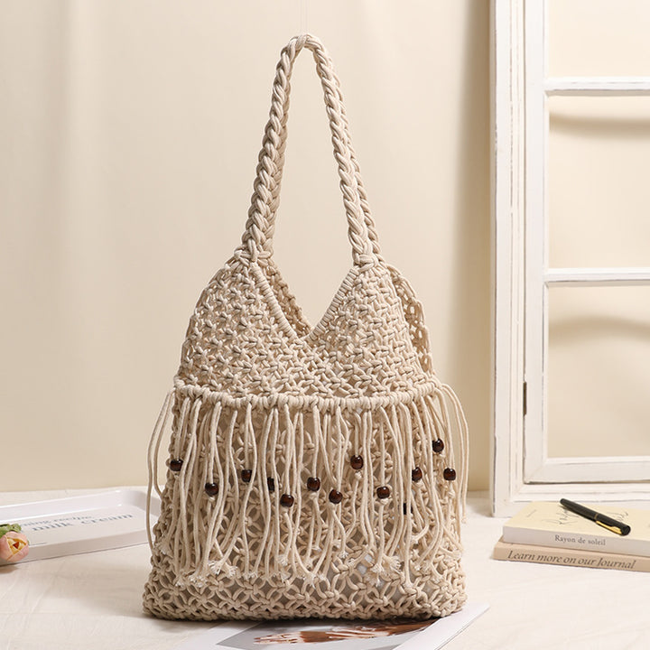 Crocheted beach bag with fringe details Kalsten