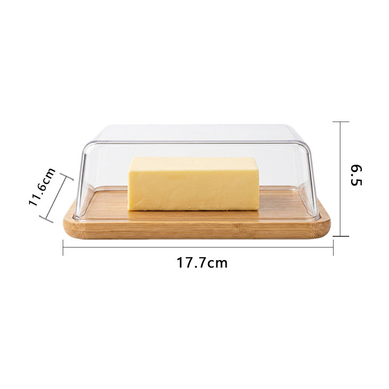 Bamboo Butter Dish with Glass Dome and Stainless Steel Spreaders