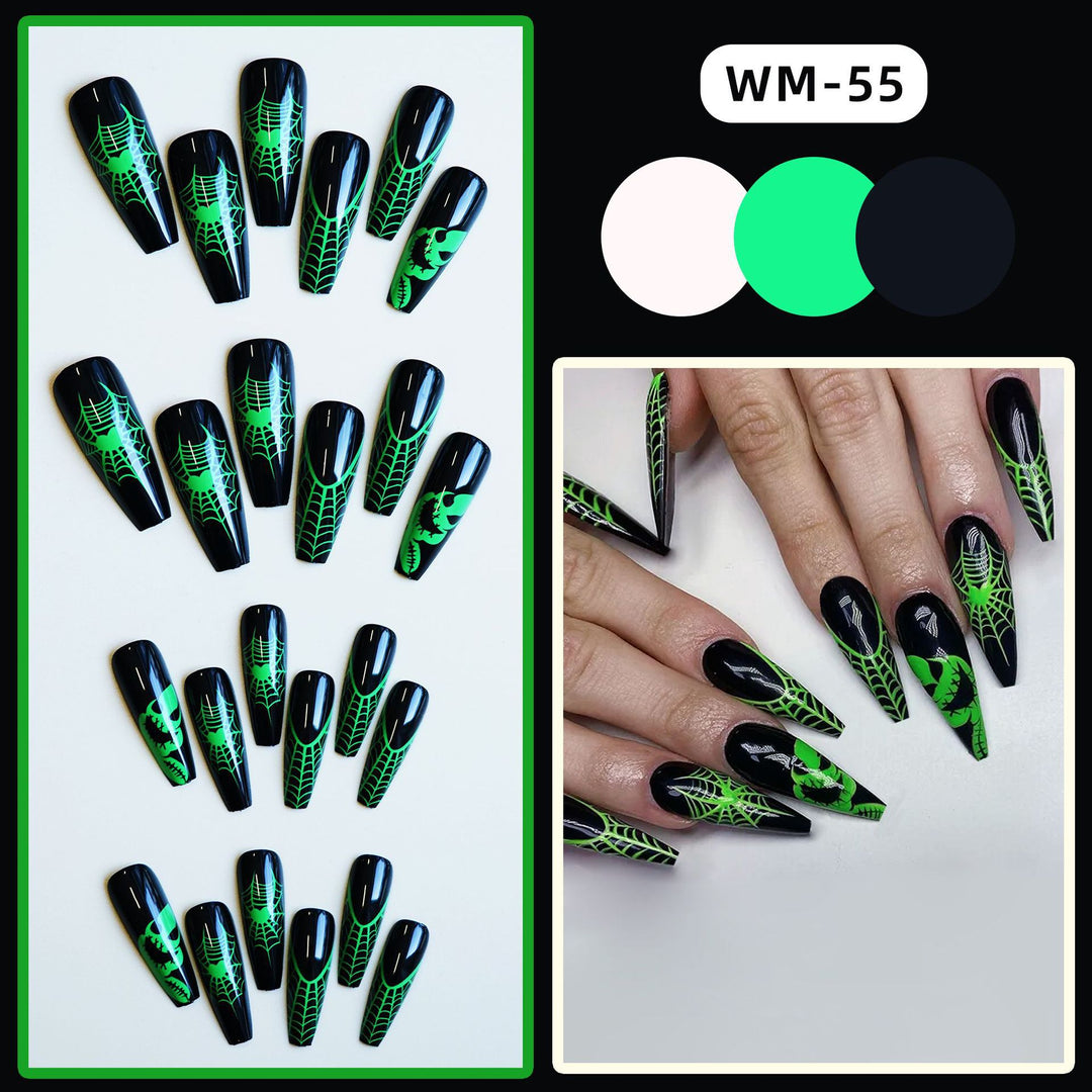 Halloween-Themed Stiletto Press-On Nail Art Kalsten