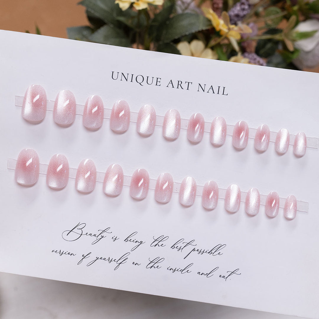 Glossy French Tip Nail Extensions