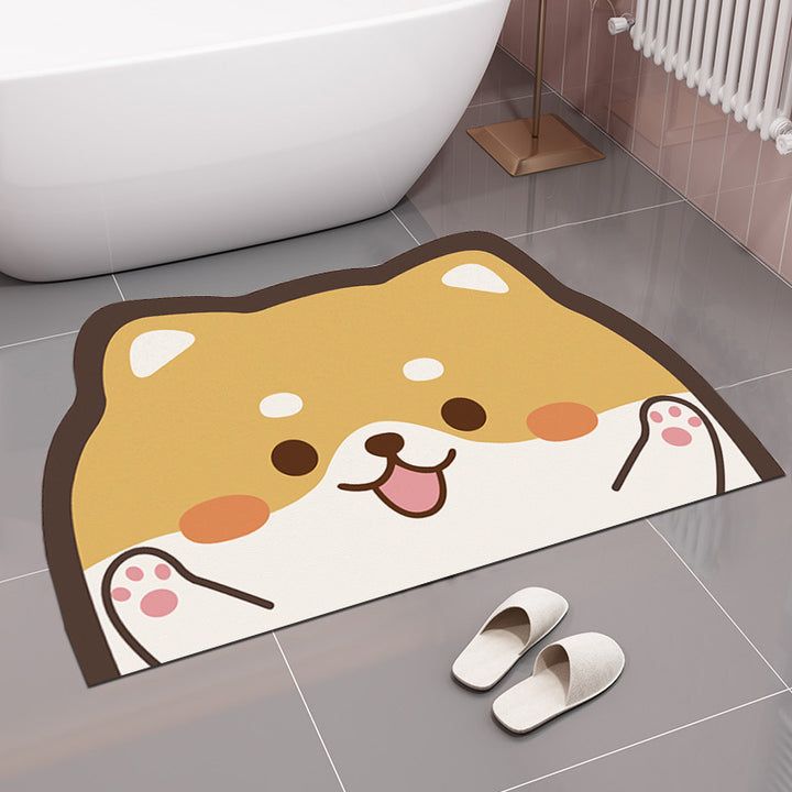 Cute Cartoon Cat-Themed Bath Rug