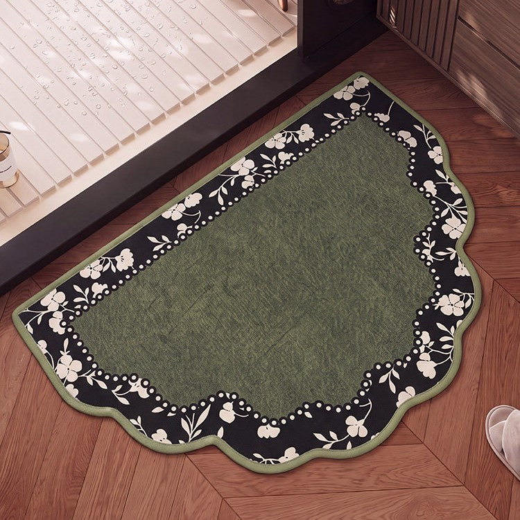 Floral Embroidered Bathroom Mat for Home
