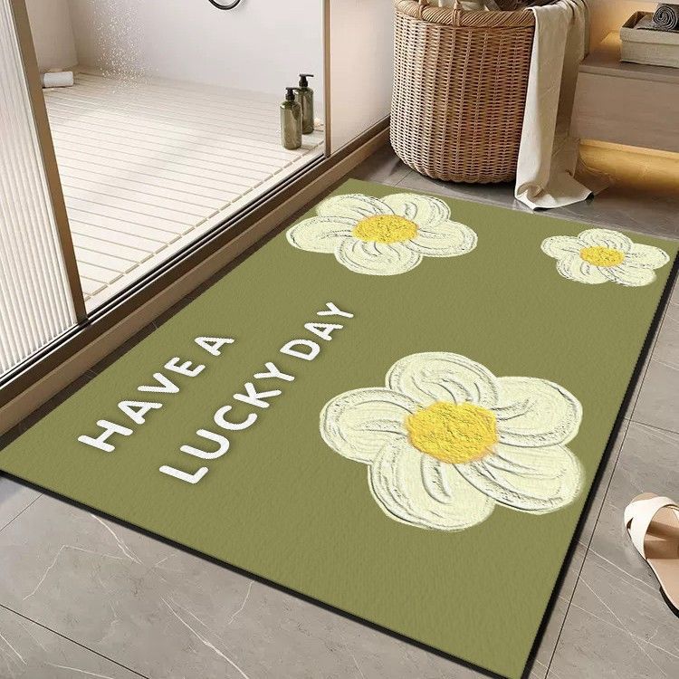 Cheerful Floral Message Bath Mat Kalsten