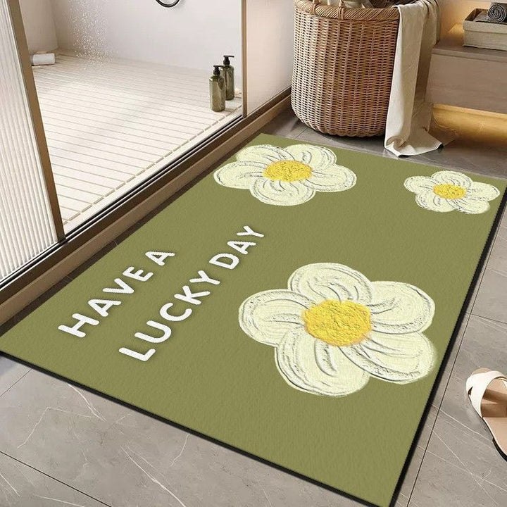 Cheerful Floral Message Bath Mat Kalsten