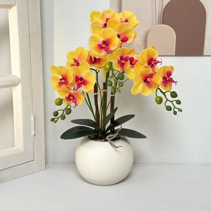 Elegant Artificial Orchid Plant Arrangement for Home Decor