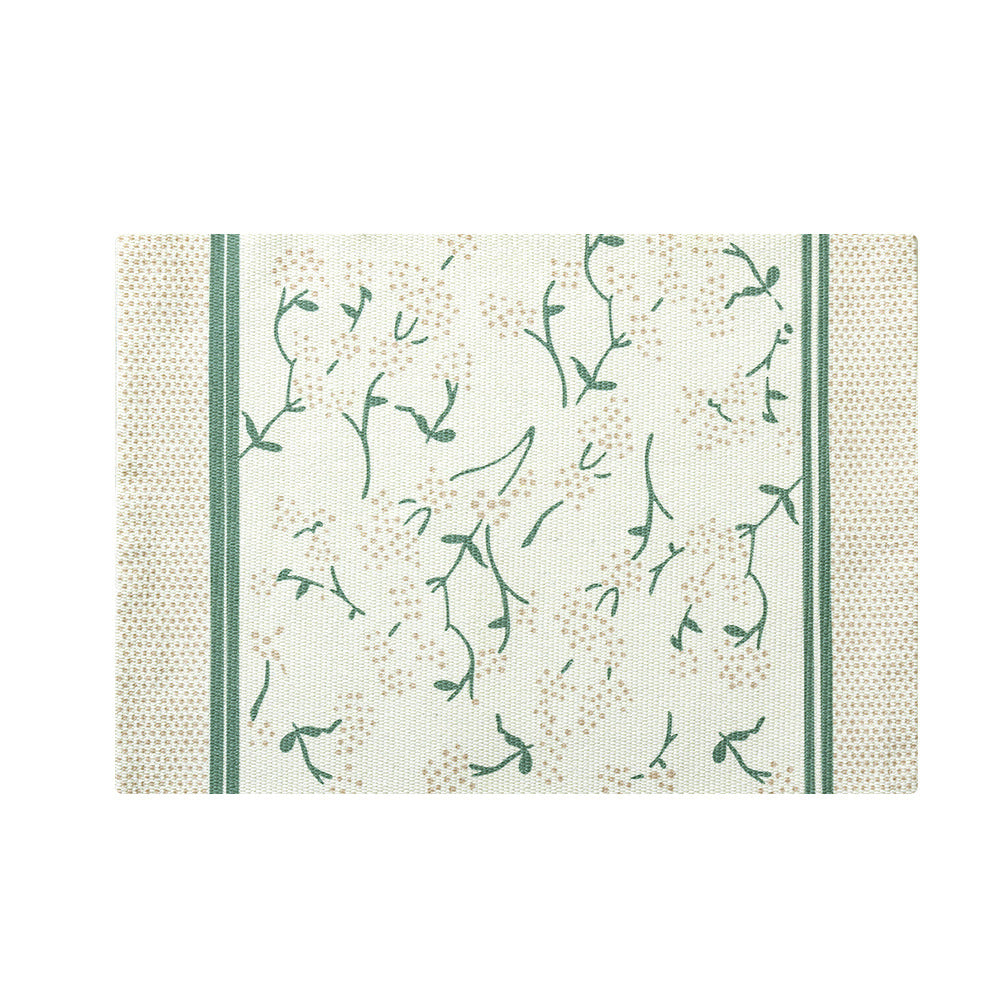 Floral woven bath mat with jacquard structure, absorbent cotton surface and non-slip underside Kalsten