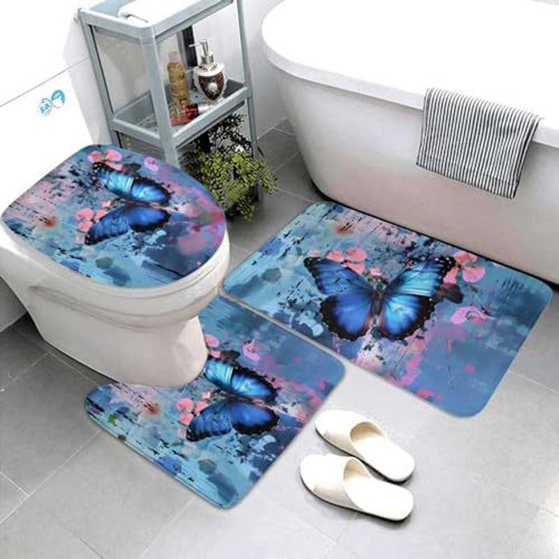 Geometric Pattern Bathroom Mat Set