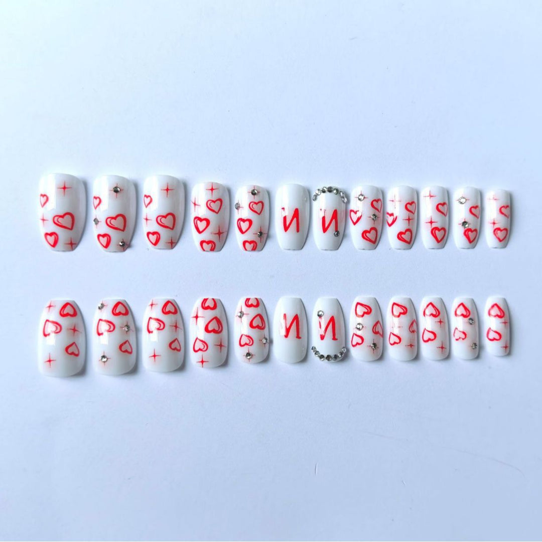 Artistic Heart and Gem Nail Art Set