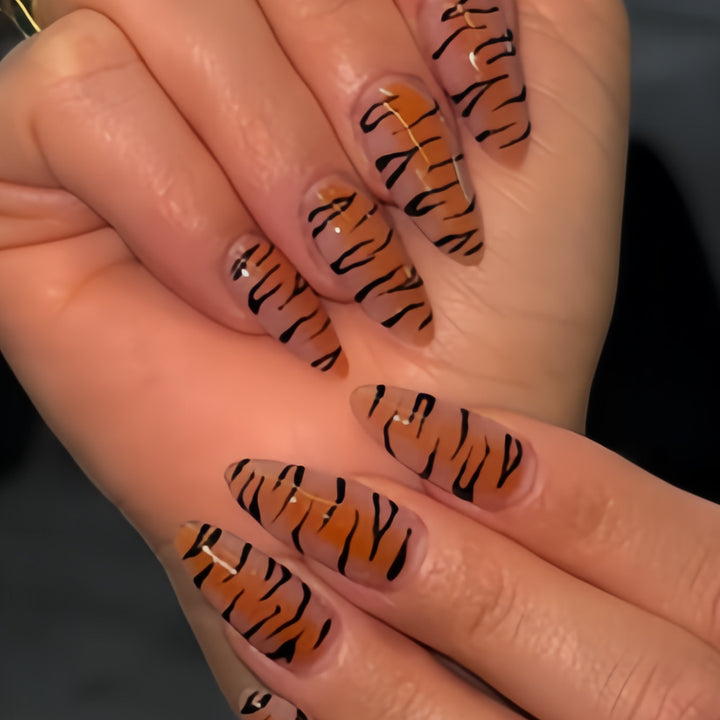 Stylish Tiger Print Stiletto Press-On Nails Kalsten