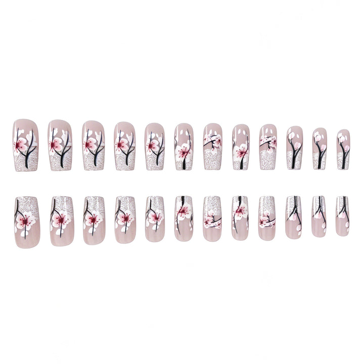 Floral Glitter Acrylic Nail Enhancements Kalsten