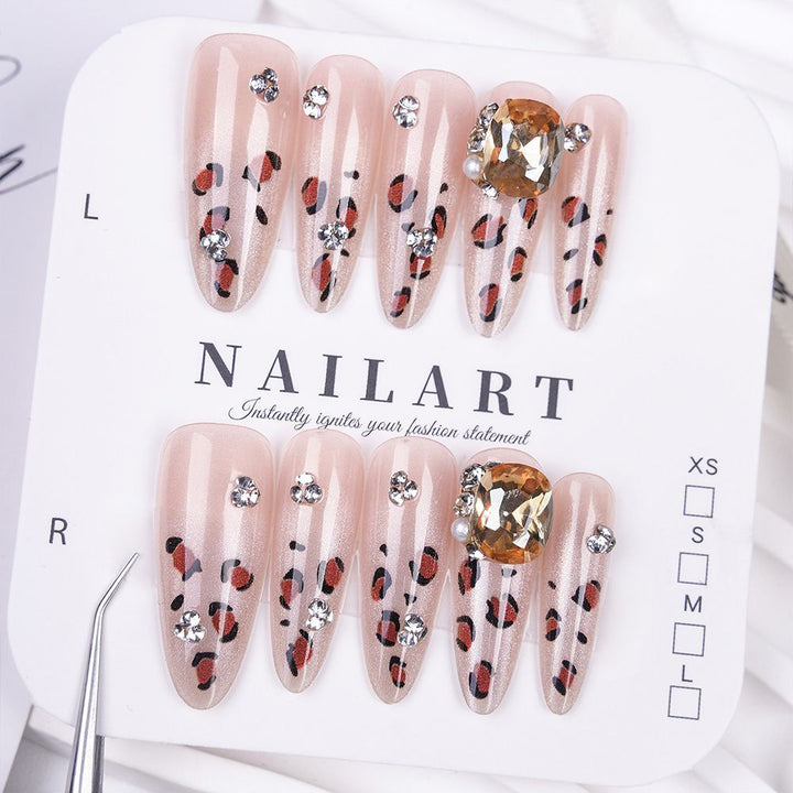 Artistic Stiletto Press-On Nails with Silver Accents Kalsten