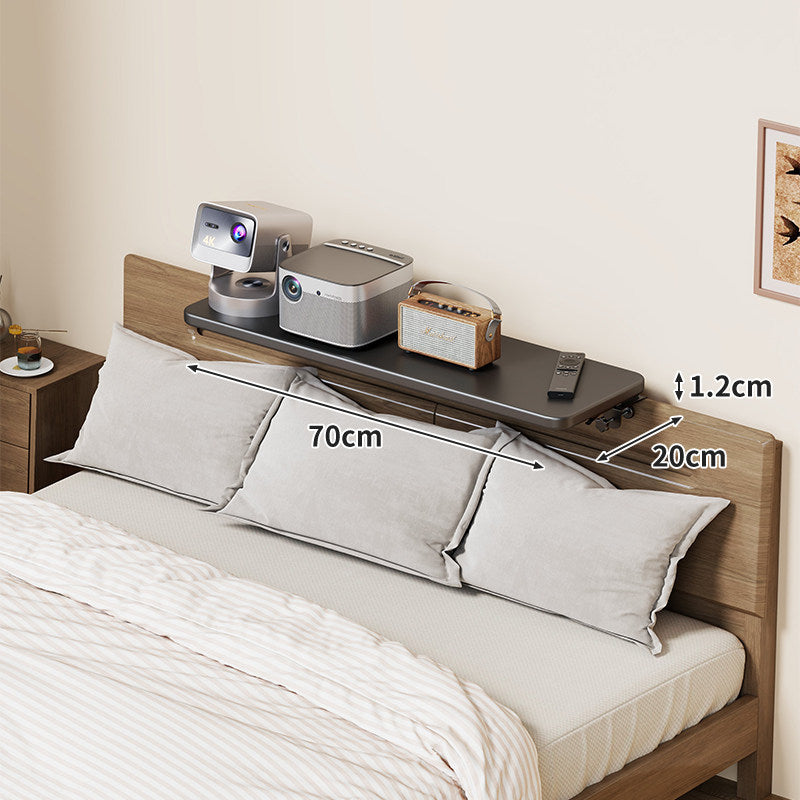 Wall-Mounted Slim Floating Headboard Shelf with Rounded Corners and Concealed Brackets