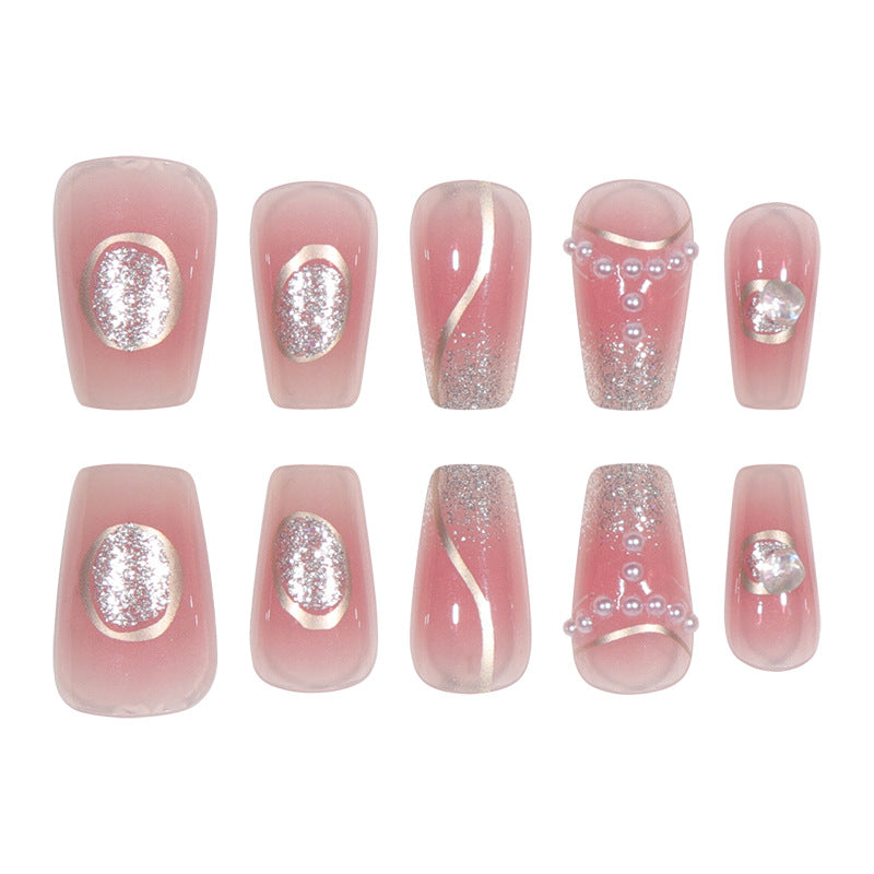 Elegant Stiletto Press-On Nail Set with Gem and Glitter Accents Kalsten