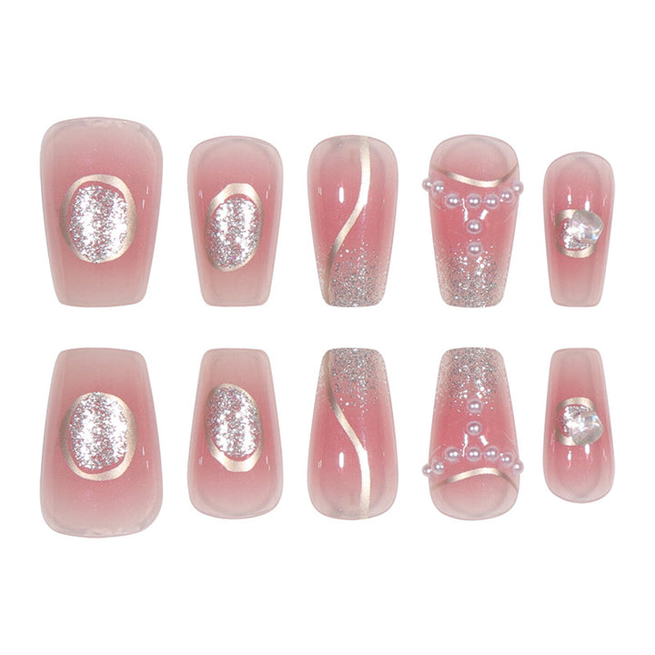 Elegant Stiletto Press-On Nail Set with Gem and Glitter Accents Kalsten