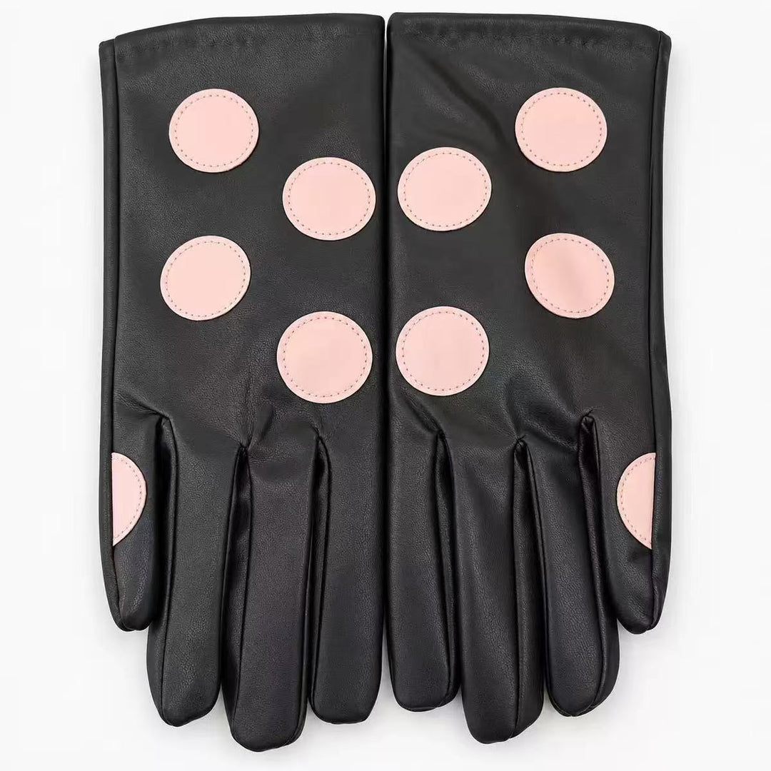 Stylish Leather Touchscreen Gloves with Polka Dot Accents Kalsten