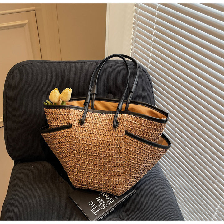 Spacious bast shopping bag with elegant leather accents Kalsten