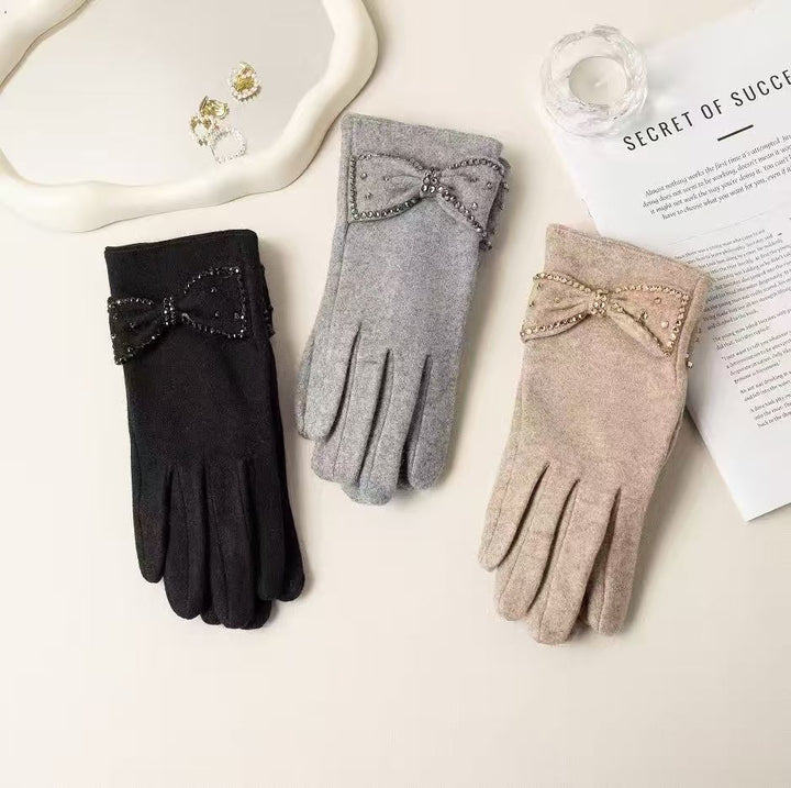 Elegant Bow Detail Touchscreen Gloves Kalsten