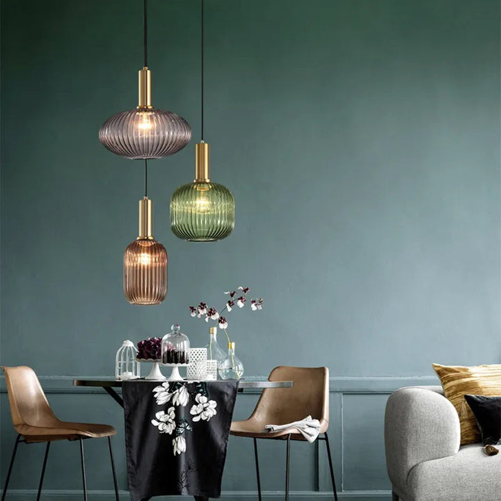 Ribbed Glass Pendant Light