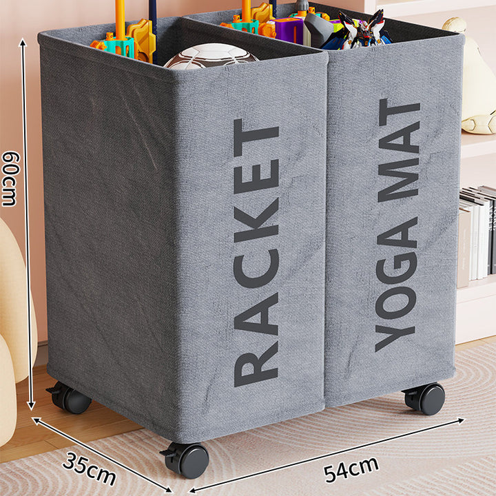 Tall Slim Rolling Fabric Laundry Hamper with Locking Casters