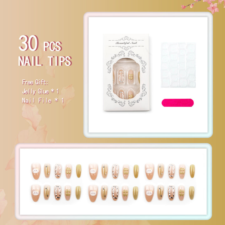 Decorative Cat-Themed Press-On Nail Set