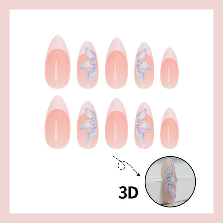 Artificial nail set with elegant blue flower designs Kalsten