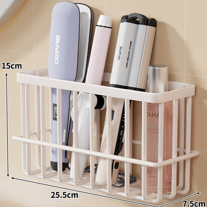 Wall-Mounted Hair Tool Organizer Basket for Flat Irons and Curling Wands