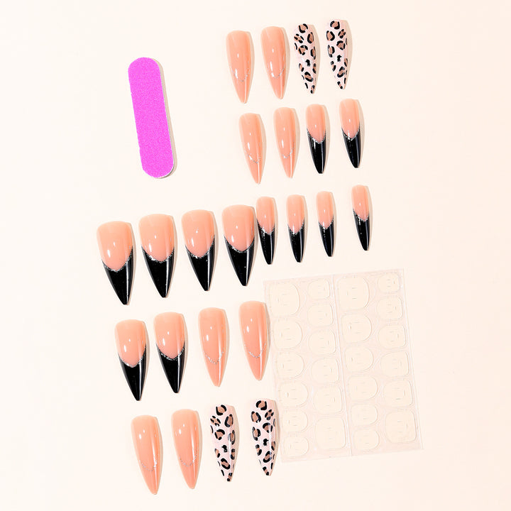 Elegant Leopard Print Stiletto Nail Art Extensions Kalsten