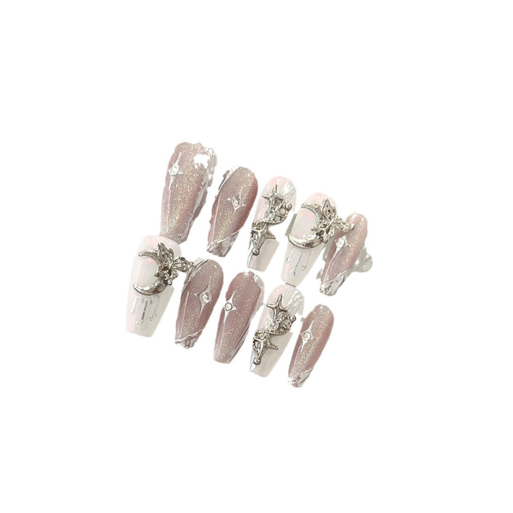 Glamorous Star and Moon Decorative Press-On Nail Set