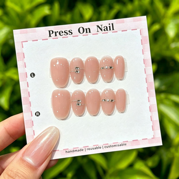 Artistic Press-On Nail Set with Tropical and Floral Accents