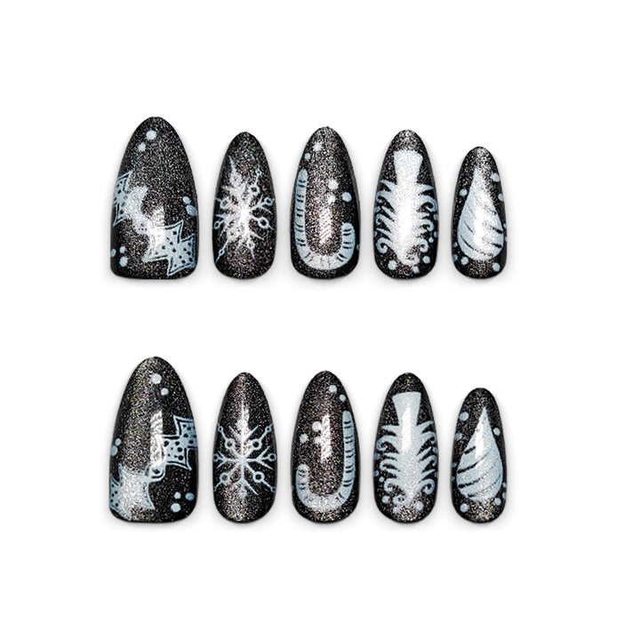 Creative Nail Art in Glamorous Black-White Design Kalsten