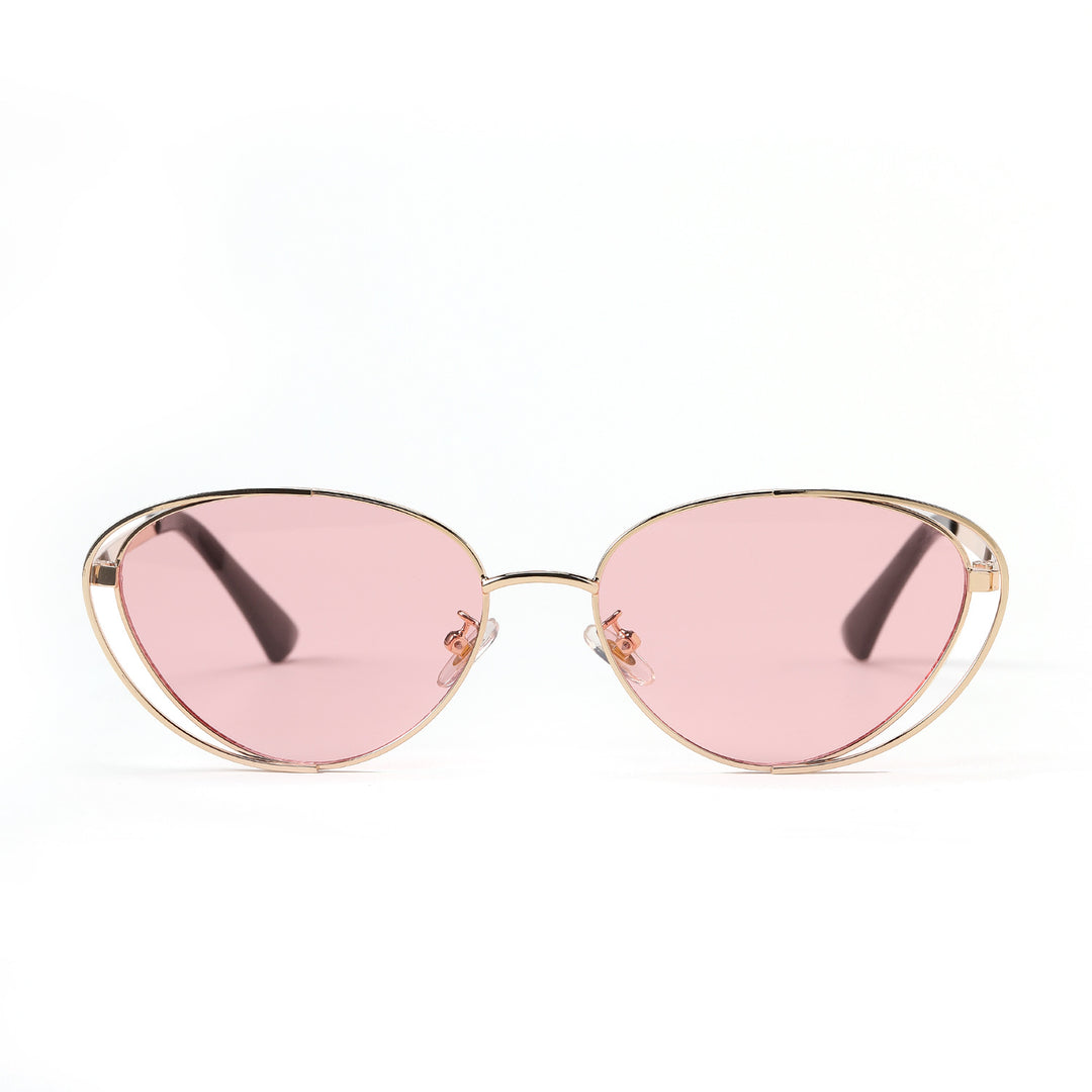 Ladies geometric sunglasses with red lenses and elegant metal frame Kalsten