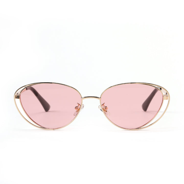 Ladies geometric sunglasses with red lenses and elegant metal frame Kalsten