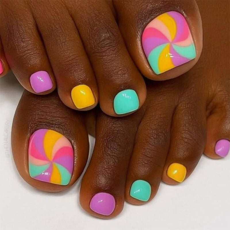 Vibrant Artistic Pedicure Nail Art