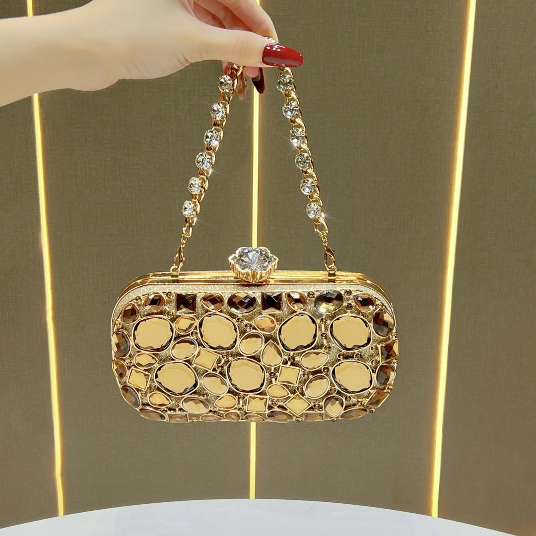 Decorative Crystal-Accented Evening Clutch