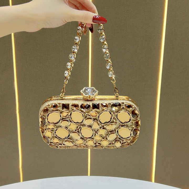 Decorative Crystal-Accented Evening Clutch