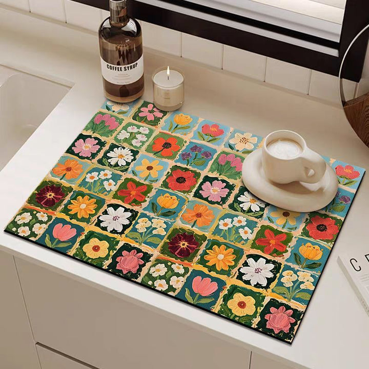 Floral Print Kitchen Mat