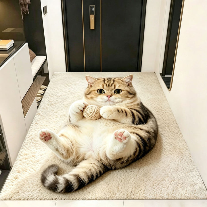 Plush Cat-Themed Area Rug