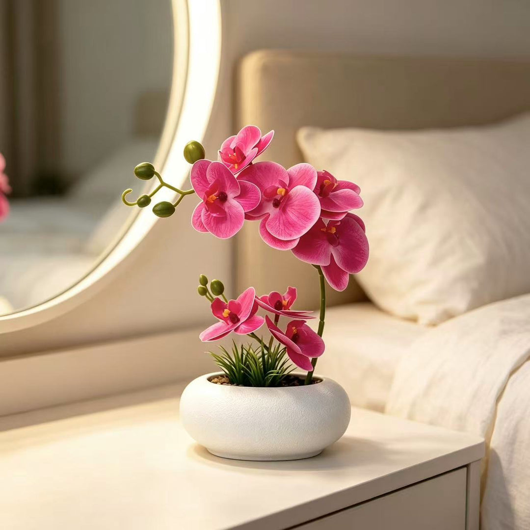 Lifelike Orchid Plant Arrangement for Home Decor
