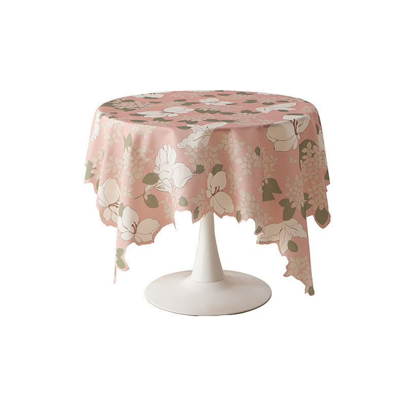 Rectangular tablecloth with olive branch pattern and wavy hem