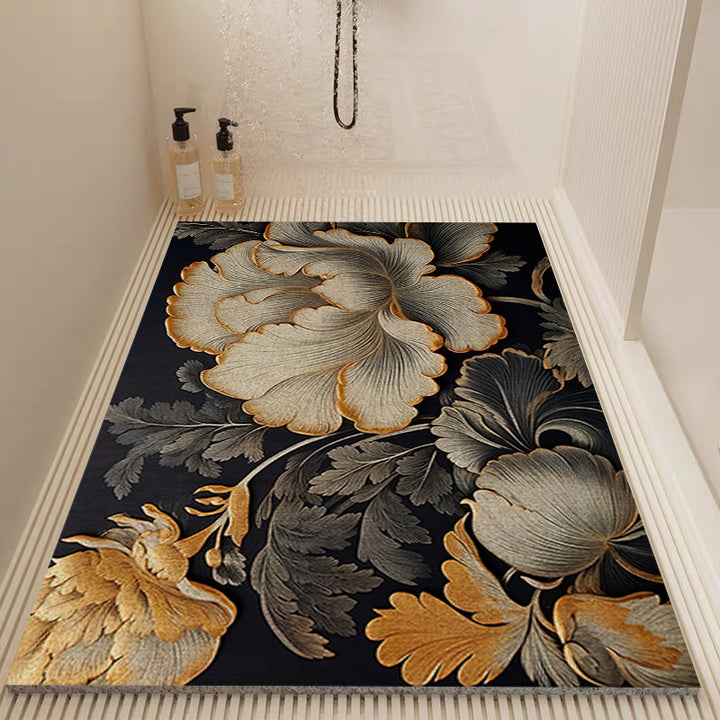 Elegant Floral Patterned Bath Mat Kalsten